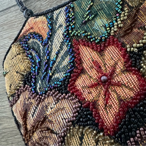 Jessica Mcclintock Vintage 90s Beaded Tapestry Evening Handle Clutch Purse - Picture 6 of 15